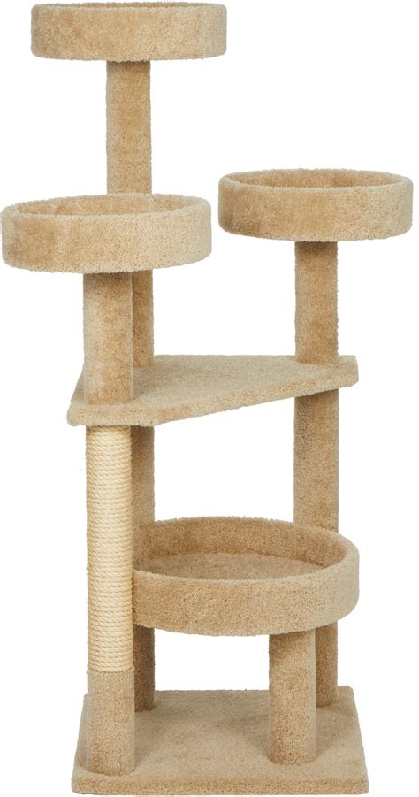 Frisco 65 In Real Carpet Wooden Cat Tree And Condo Beige