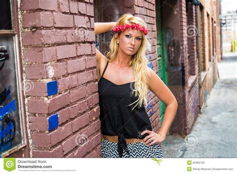 Blonde Girl In Casual Fashion Stock Image Image Of Colorful Flirty