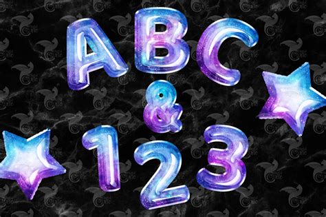 Galaxy Foil Balloon Alphabet Clipart By Digital Curio Thehungryjpeg