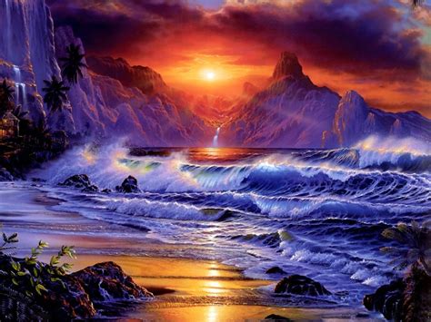 ~ Fantasy Sunset ~ Sunset Wallpaper Ocean Wallpaper Beautiful Sunset