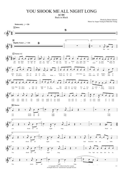 You Shook Me All Night Long Tab By Acdc Guitar Pro Full Score