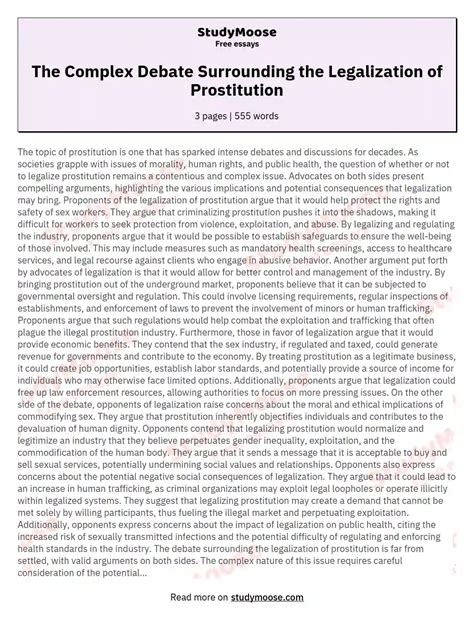 the complex debate surrounding the legalization of prostitution free essay example