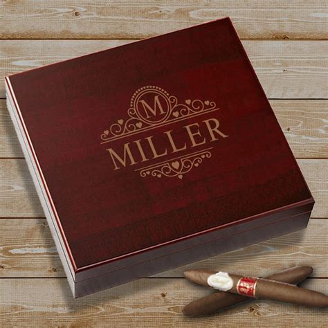 Personalized Cigar Box Gift Custom Cigar Humidor Filligree Etsy