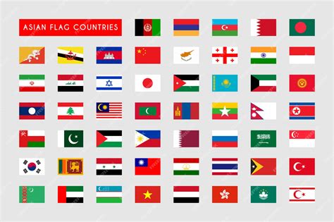 Premium Vector Set Of Asian Flag Countries