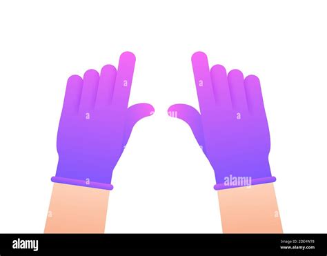 Hands Putting On Protective Pinc Gloves Latex Gloves Vector Stock