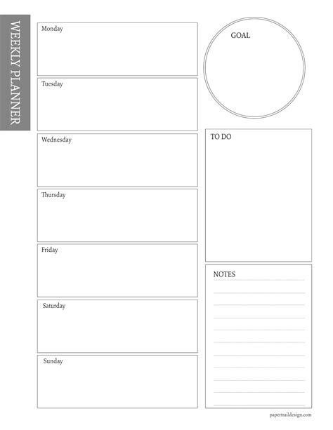 Free Weekly Planner Printable Template - Paper Trail Design