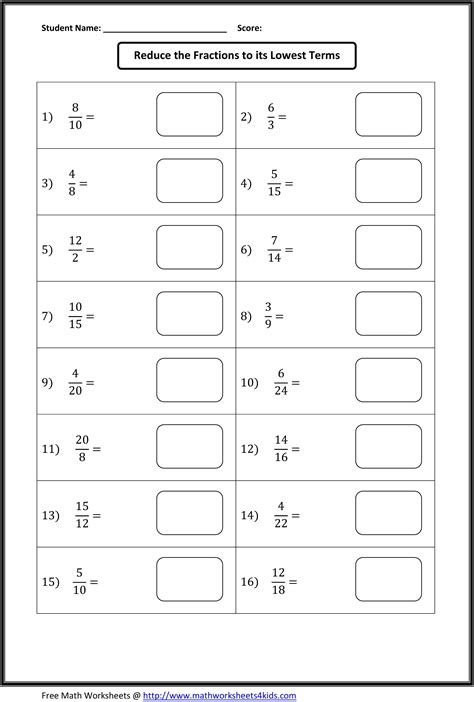 Fractions Worksheet Grade 4