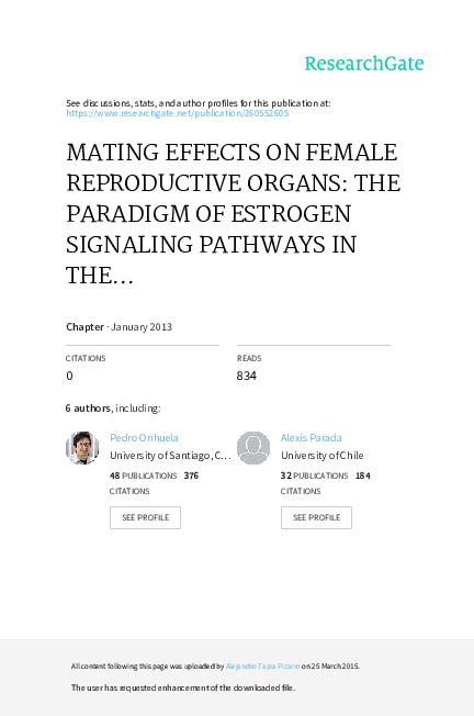 Pdf Mating Effects On Female Reproductive Organs The Paradigm Of Estrogen Signaling Pathways