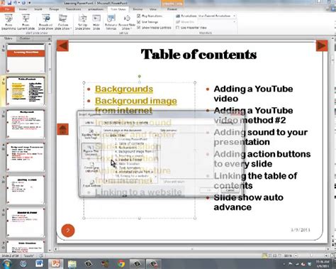 Powerpoint Linking The Table Of Contents Youtube