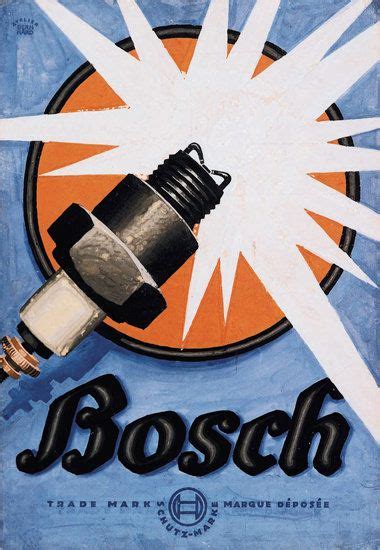 Bosch Spark Plugs 1926 Alte Werbung Autowerbung Werbeplakat