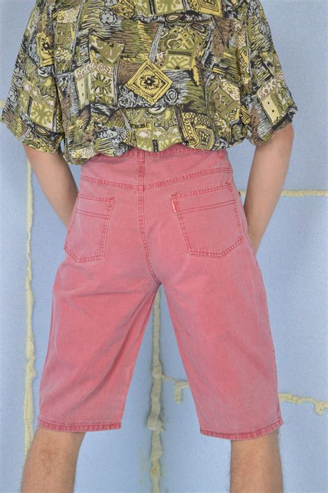 Vintage Pink Classic Denim Jeans Shorts S273 Etsy
