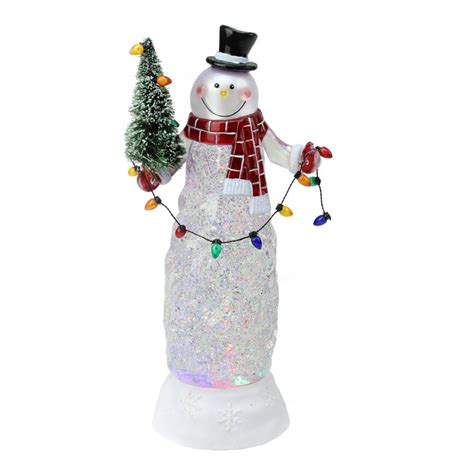 Northlight 11 In Swirling Glitter Led Lighted Snowman With Tree