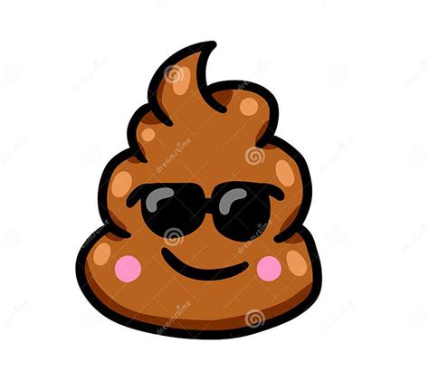 A Cool Cartoon Poop Emoticon Wearing Sunglasses Stock Illustration