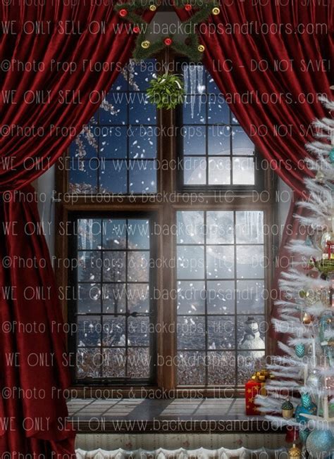 Christmas Window Photography Backdrop Panes Snowman Winter Etsy