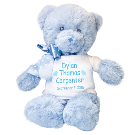 Personalized Blue Teddy Bear Custom Plush Baby Boy T Say It With