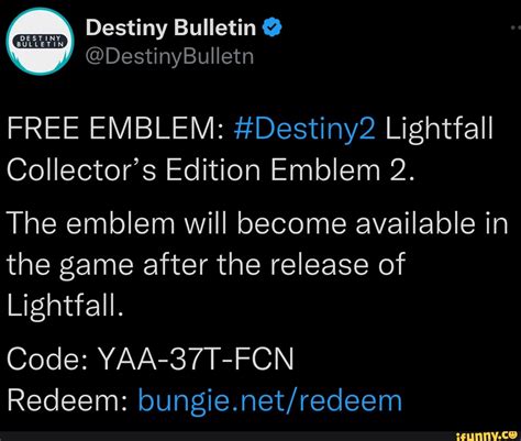 Estiny Destiny Bulletin Destinybulletn Free Emblem Destiny2