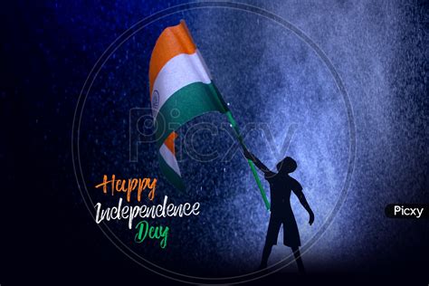 Image Of Happy Independence Day Poster With A Boy Having An Indian Flag