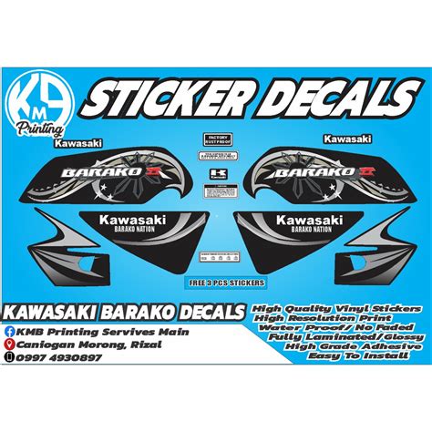 Kawasaki Barako 2 Black With Cowling Sticker Decals Shopee Philippines
