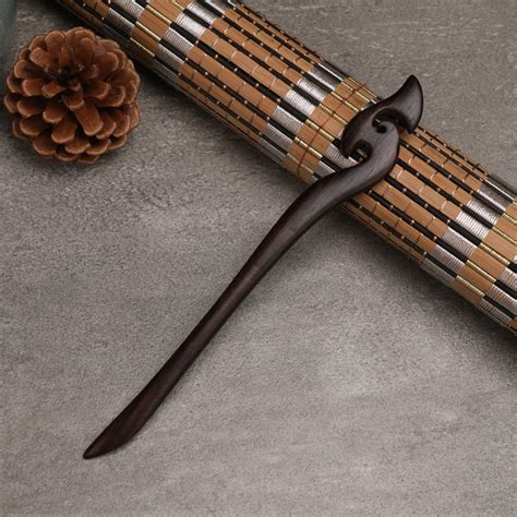 2 Pcs Fine Carved Wood Hairpin Simple Smooth Black Sandalwood Etsy