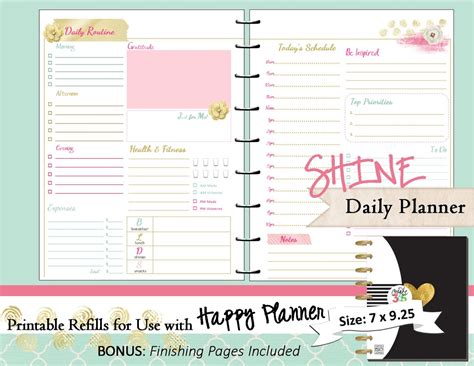 HAPPY PLANNER Daily Planner Refills Printable PDF Classic Etsy