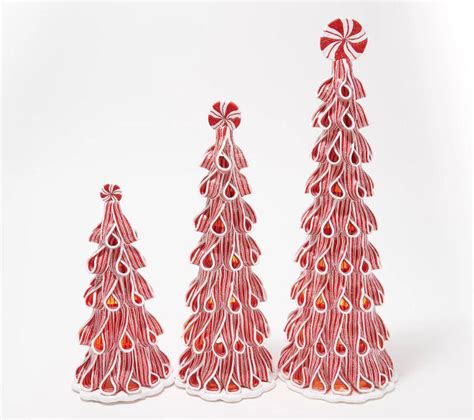 Valerie Illuminated Candy Ribbon Trees Set Of 3 Jender