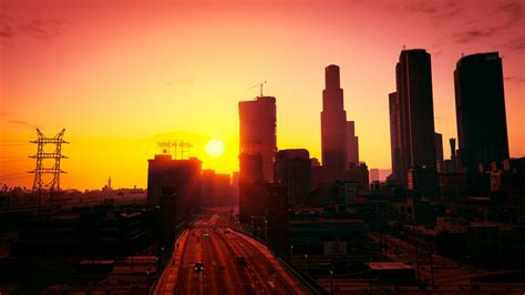Download Skyscraper Sun City Road Los Santos Video Game Grand Theft