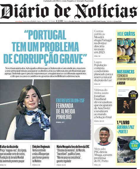 Capa Diário De Notícias 27 Janeiro 2023 Capasjornaispt