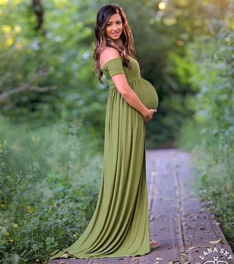 Maternity Photography Props Elegant Pregnancy Clothes Maxi Stretch Cotton Maternity Dresses For