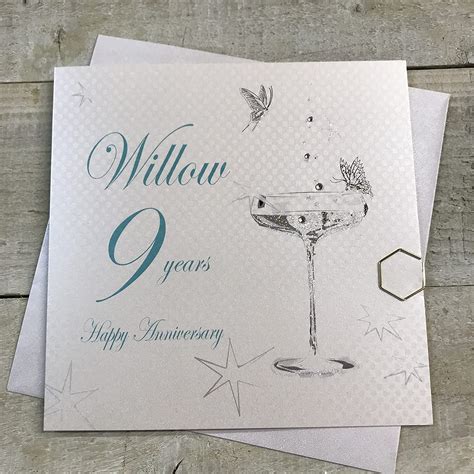 Amazon Com WHITE COTTON CARDS BD C Coupe Glass Happy Anniversary Willow Years Handmade