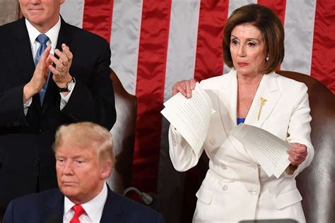 Nancy Pelosi Tears Up Speech As Trump Concludes