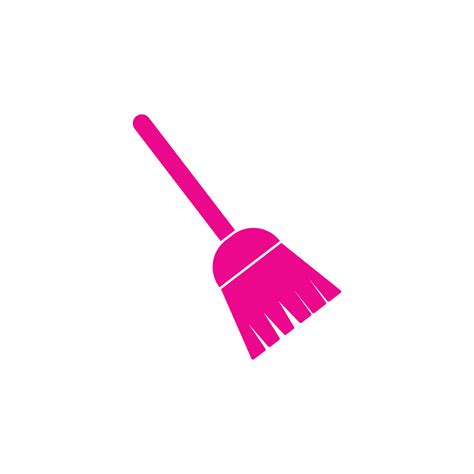 Eps10 Pink Vector Abstract Broom Cleaning Dust Solid Icon Isolated On