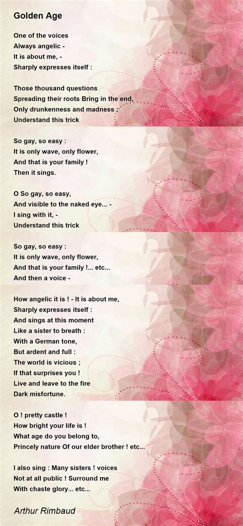 Golden Age Poem By Arthur Rimbaud Poem Hunter