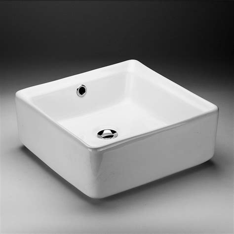 Acri Tec 15 Inch X 6 Inch X 15 Inch Square Ceramic Bathroom Sink The