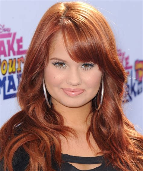 Debby Ryan Long Straight Casual Hairstyle With Side Swept Bangs Red