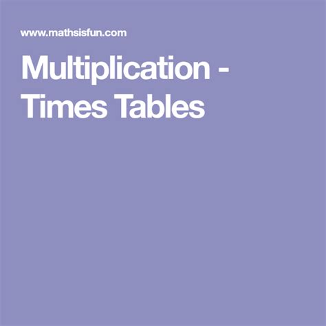 Multiplication Times Tables With Images Multiplication Times