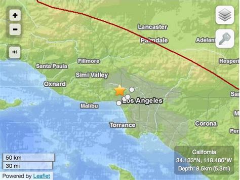 The authorities issued warnings and advisory notices about a the us geological survey said the quake, measuring 8.2 in magnitude, had occurred at a depth of 29 miles (46.7km), and that the epicenter was. Earthquake hits Los Angeles Monday - UPI.com