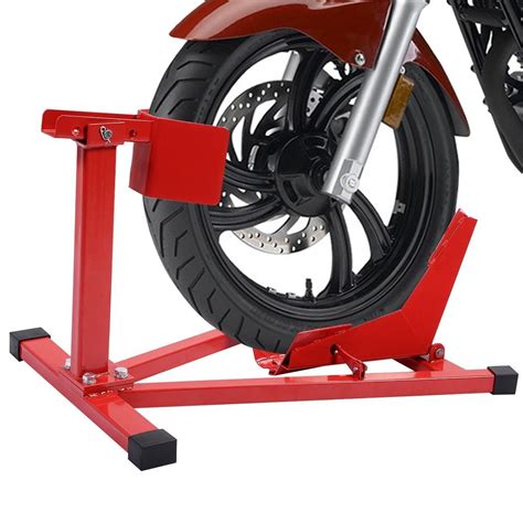 It safely secures the motorcycle wheel for easy transport or storage. Motorcycle Sport Bike Front Wheel Chock Lift Stand Fits 16 ...