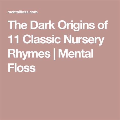 The Dark Origins Of 11 Classic Nursery Rhymes Nursery Rhymes Classic