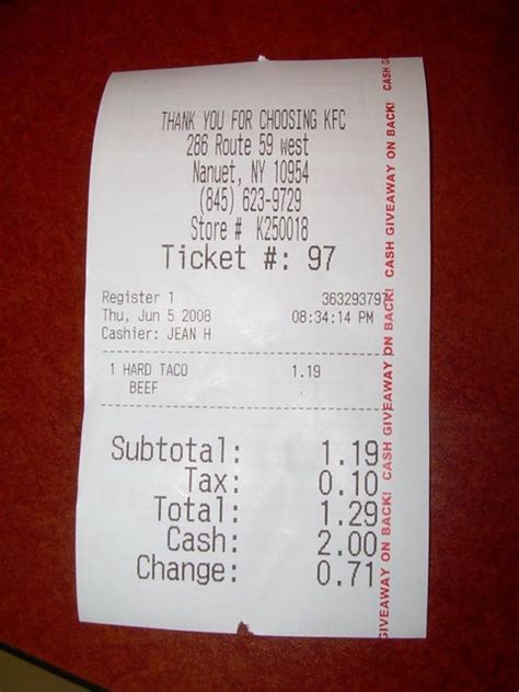 Receipt From Kfctaco Bell A Photo On Flickriver