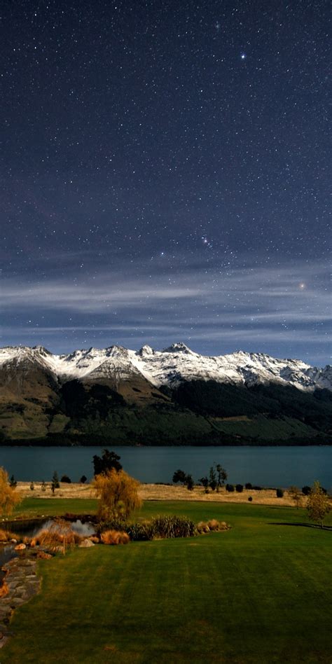 Snow Night Stars Fields New Zealand Lakes 720x1440