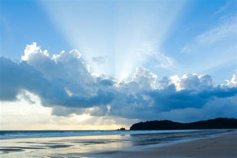 Tropical Beach Sunset Sky With Lighted Clouds Picture Image 26097045