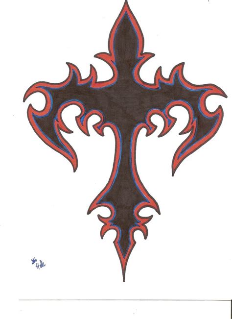 Golgotha cross vector sketch drawing, black and red cross silhouette isolated over white background. tribal cross by Midnightblood7 on DeviantArt