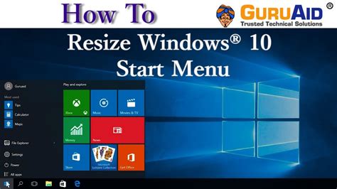 How To Resize Windows® 10 Start Menu Guruaid Youtube