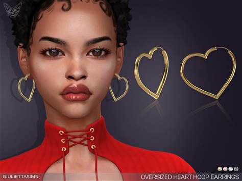 Sims 4 Oversized Heart Hoop Earrings By Feyona At Tsr The Sims Game