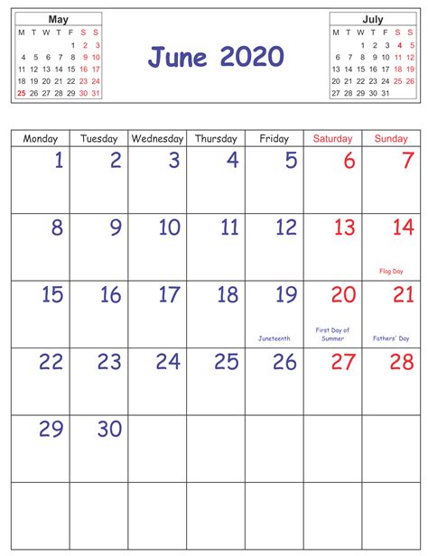 June 2020 Printable Calendar With Holidays June Calendar Printable