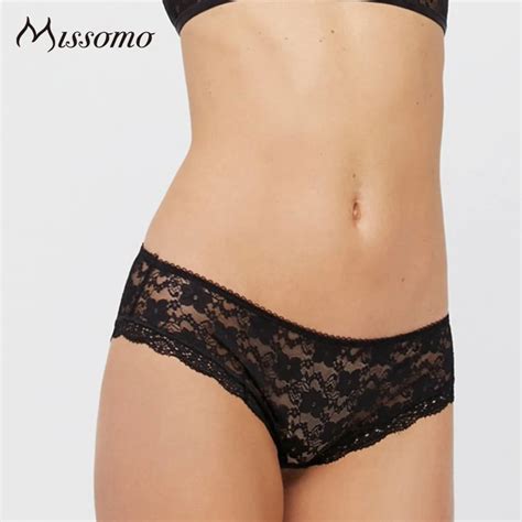 missomo floral black lace panties women mesh semi sheer patchwork hollow out briefs female soft