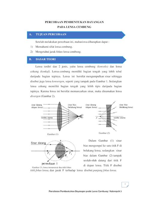 PDF Laporan Praktikum Pembentukan Bayangan Pada Lensa Cembung