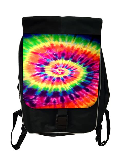 Accessory Avenue Bright Tie Dye Print Design Black School Backpack