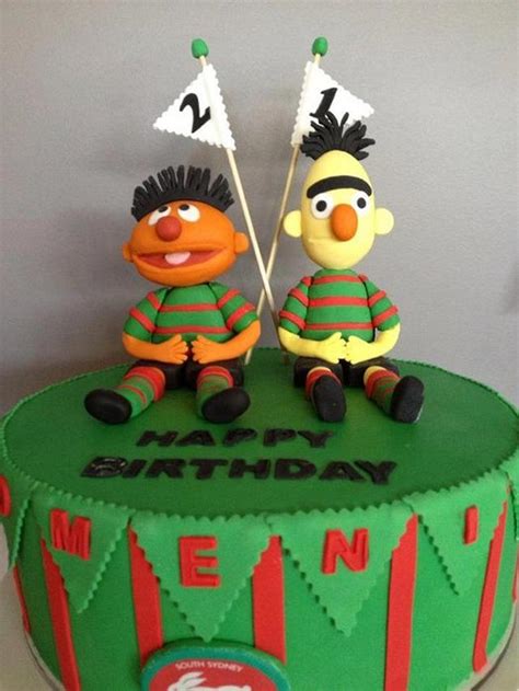 Ernie And Bert Play For The Rabbitohs Decorated Cake By Cakesdecor