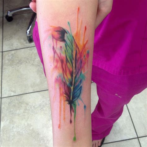 Watercolor Feather Tattoo By Mike Ashworth Tattoos By Mike Ashworth